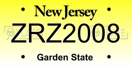 ZRZ2008 New Jersey License Plate