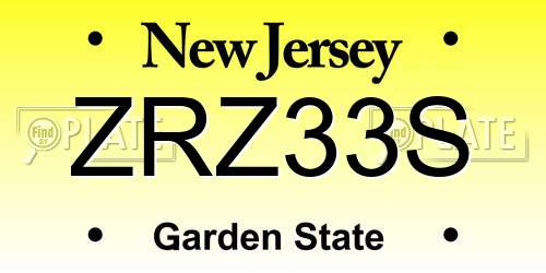 ZRZ33S New Jersey License Plate