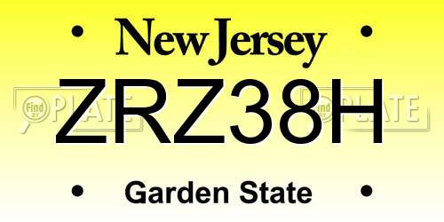 ZRZ38H New Jersey License Plate