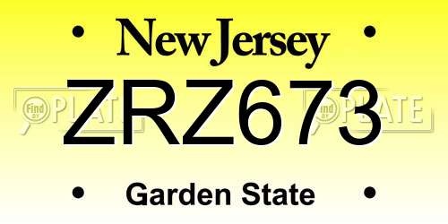 ZRZ673 New Jersey License Plate