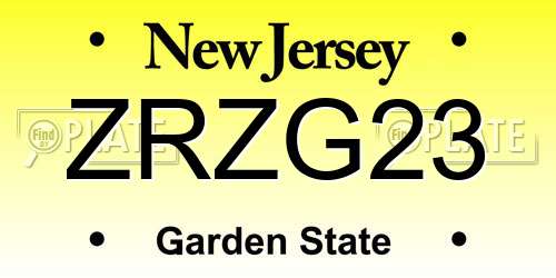ZRZG23 New Jersey License Plate
