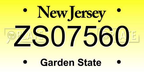 ZS07560 New Jersey License Plate
