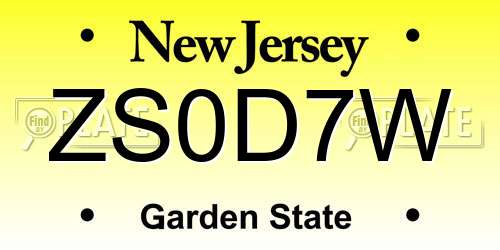 ZS0D7W New Jersey License Plate
