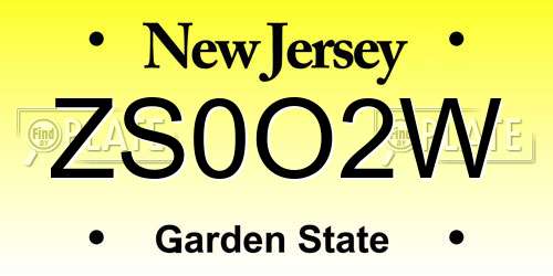 ZS0O2W New Jersey License Plate
