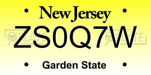 ZS0Q7W New Jersey License Plate