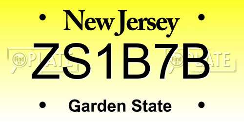 ZS1B7B New Jersey License Plate