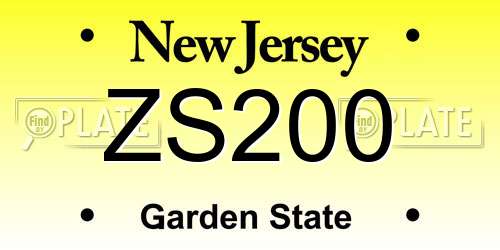 ZS200 New Jersey License Plate