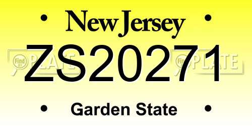 ZS20271 New Jersey License Plate