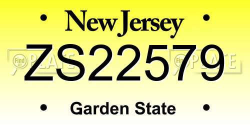 ZS22579 New Jersey License Plate
