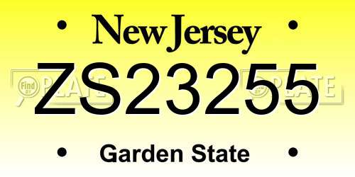 ZS23255 New Jersey License Plate