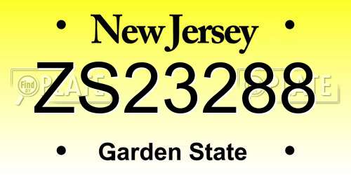 ZS23288 New Jersey License Plate