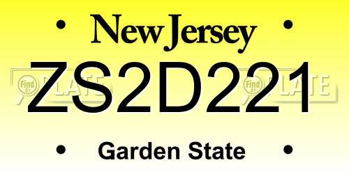 ZS2D221 New Jersey License Plate