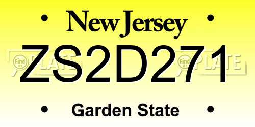 ZS2D271 New Jersey License Plate