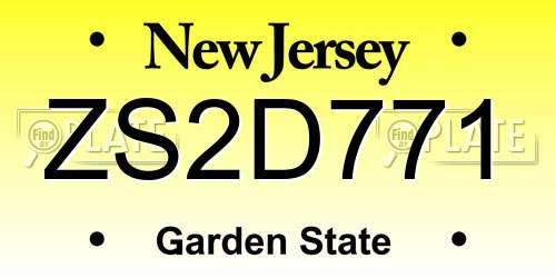 ZS2D771 New Jersey License Plate