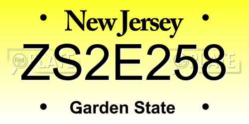 ZS2E258 New Jersey License Plate