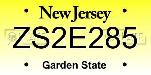 ZS2E285 New Jersey License Plate