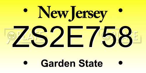 ZS2E758 New Jersey License Plate