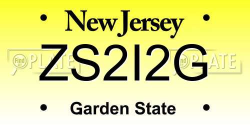 ZS2I2G New Jersey License Plate