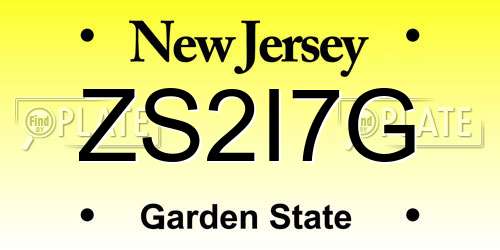 ZS2I7G New Jersey License Plate