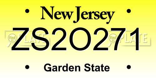 ZS2O271 New Jersey License Plate