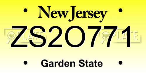 ZS2O771 New Jersey License Plate