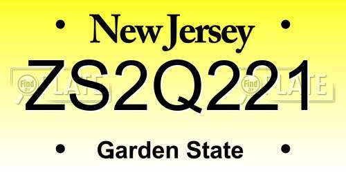 ZS2Q221 New Jersey License Plate
