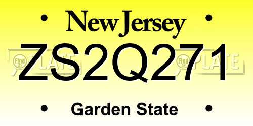 ZS2Q271 New Jersey License Plate