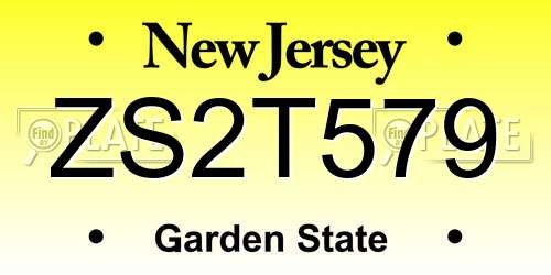 ZS2T579 New Jersey License Plate