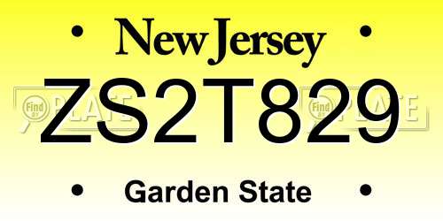 ZS2T829 New Jersey License Plate