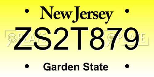ZS2T879 New Jersey License Plate