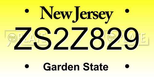 ZS2Z829 New Jersey License Plate