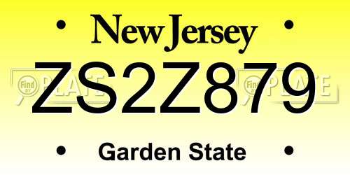 ZS2Z879 New Jersey License Plate