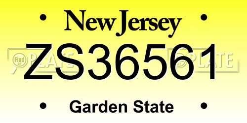 ZS36561 New Jersey License Plate