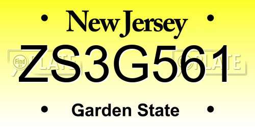 ZS3G561 New Jersey License Plate