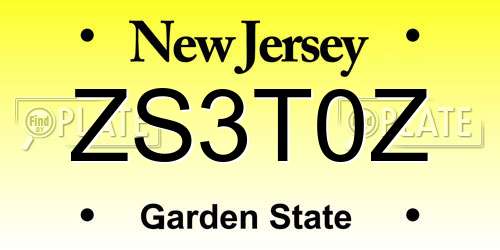 ZS3T0Z New Jersey License Plate