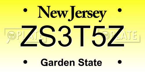ZS3T5Z New Jersey License Plate