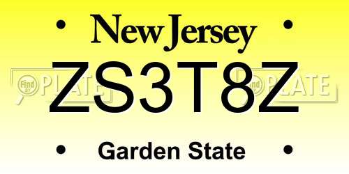 ZS3T8Z New Jersey License Plate