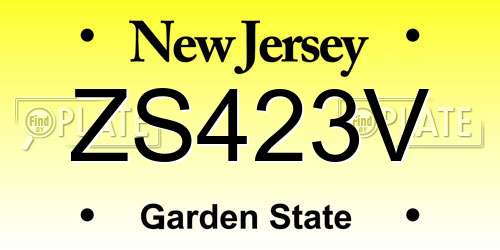 ZS423V New Jersey License Plate