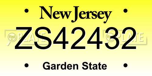 ZS42432 New Jersey License Plate