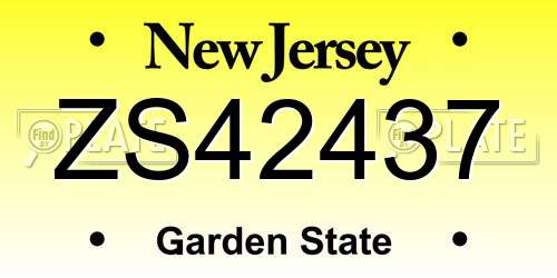 ZS42437 New Jersey License Plate