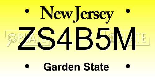 ZS4B5M New Jersey License Plate