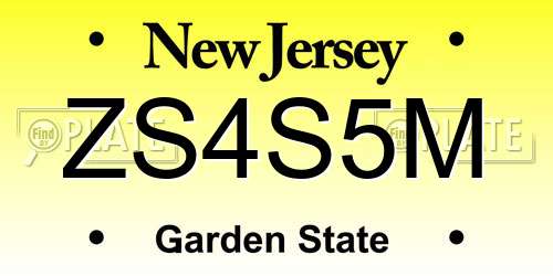 ZS4S5M New Jersey License Plate