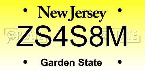 ZS4S8M New Jersey License Plate