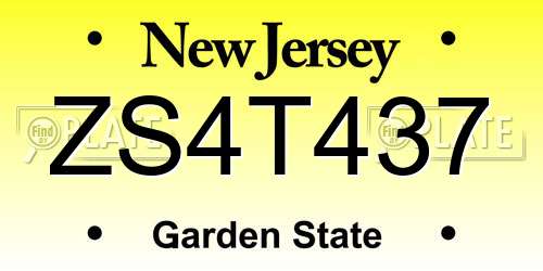 ZS4T437 New Jersey License Plate