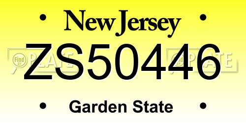 ZS50446 New Jersey License Plate
