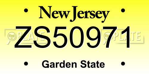 ZS50971 New Jersey License Plate