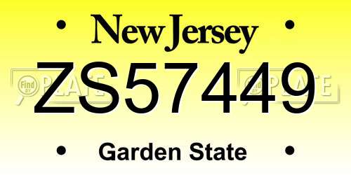 ZS57449 New Jersey License Plate