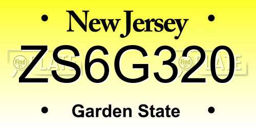 ZS6G320 New Jersey License Plate