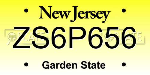ZS6P656 New Jersey License Plate