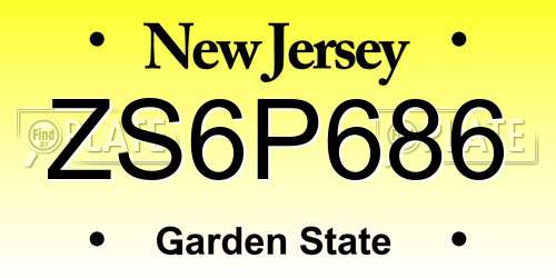 ZS6P686 New Jersey License Plate
